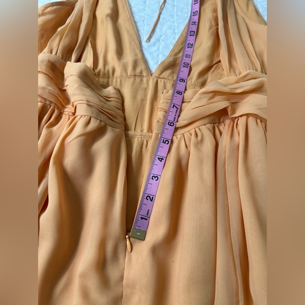 Abercrombie & Fitch Orange V-Neck Mini Fit and Flare Open Back Dress in Size L - Picture 12 of 15